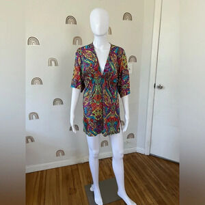 Luli Fama paisley beachwear dress cover-up | SMALL